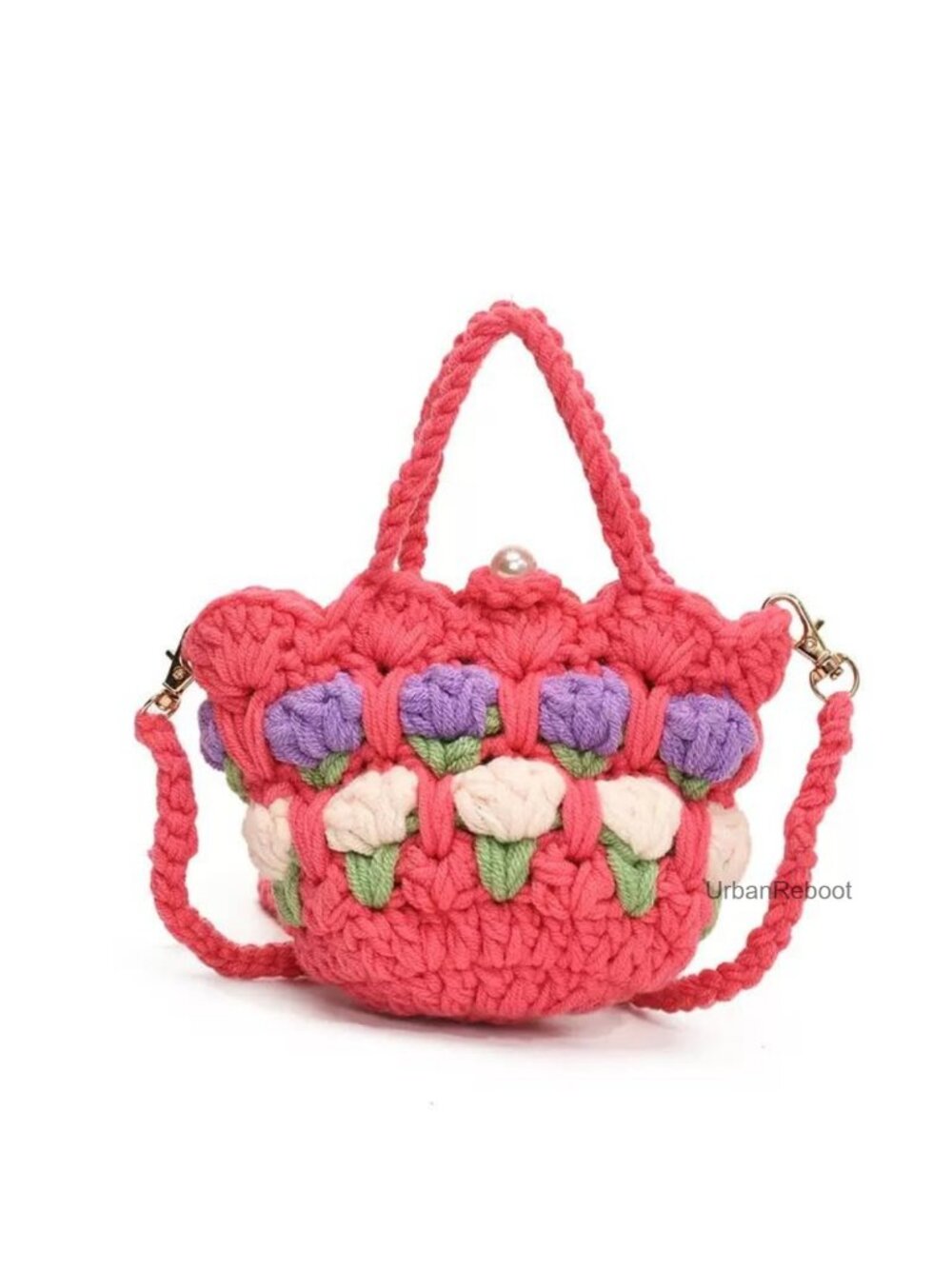 Crochet Crossbody Bag Mini Strawberry Shoulder Purse Teen Knit
